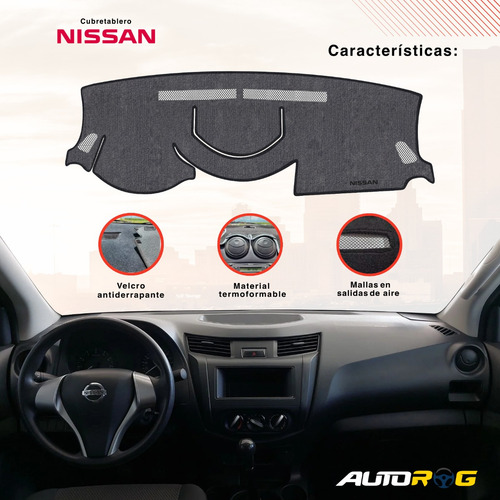 Cubretablero Para Nissan Pick-up Sin Usb Mod 2023 Bordado Gris-negro N37-g/xns37b