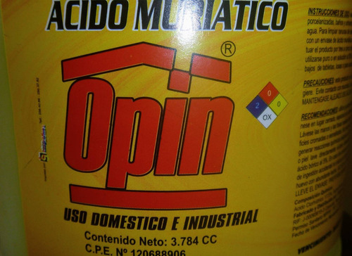 Acido Muriatico Marca Opin Galon Y Litro.
