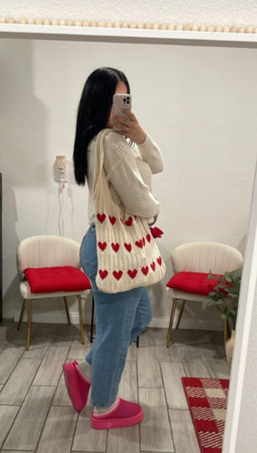 Bolso De Ganchillo Con Forma De Corazón Cutecore Llavero Lin