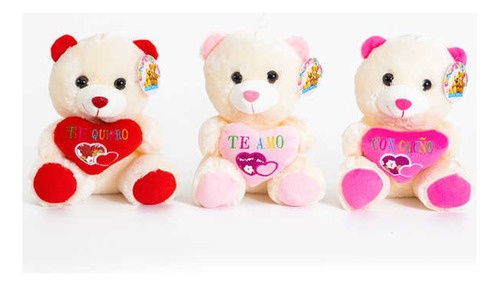 10 Osos De Peluche 20 Cm Con Corazon 3 Colores Envio Gratis