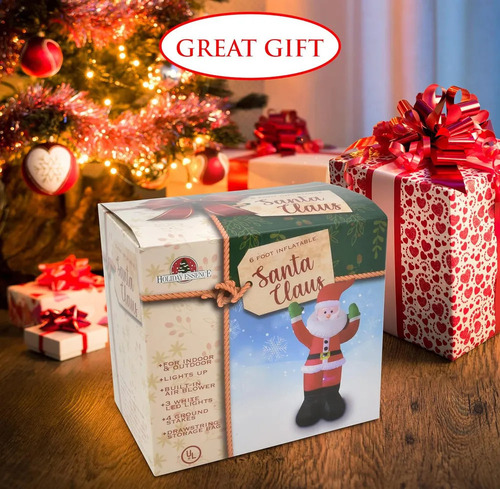 Papá Noel Inflable Cb, Decoración Navideña, Led, 6 Pies