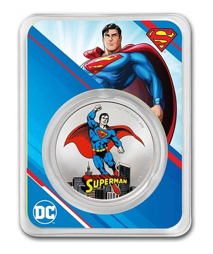 Onza De Plata Pura 2023 Dc Comics Superman Color En Blister 