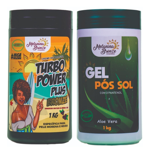 Turbo Power Pele Negra+gel Pós Sol Melanina Bronze