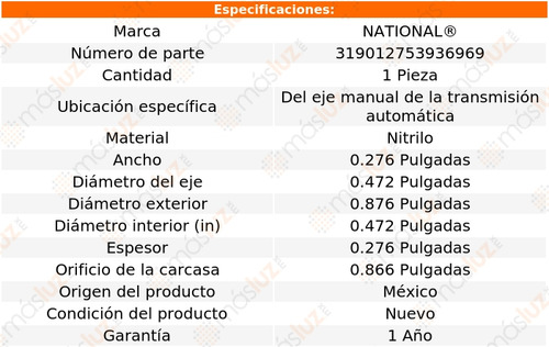 1- Retén Eje T/ A P/ Acura Rlx 14/17 National