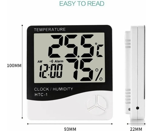 Imagen 4 de 6 de Termómetro Higrómetro Digital Htc-2 Sonda Reloj Alarma