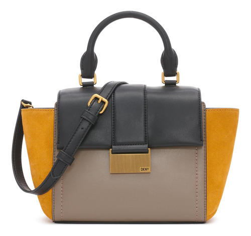 Bolso Satchel Dkny Brynn Con Asa Superior, Multicolor Trufa