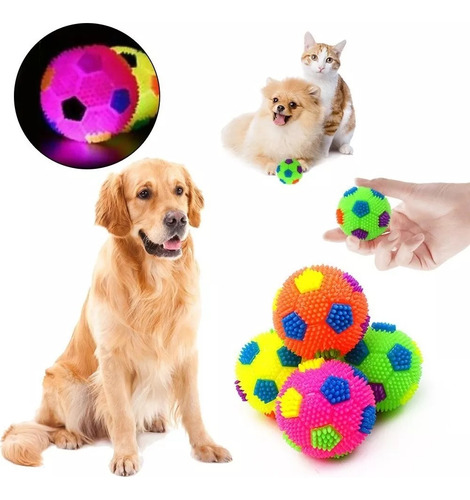 Bolinha Com Pisca Pisca E Apito Para Cães E Gatos Cor Verde, Predominante