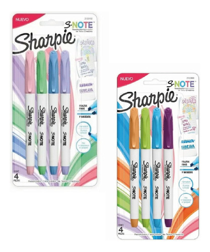 Set Sharpie S Note X 4 Tonos Pastel Y Vibrant Pack X 2 U