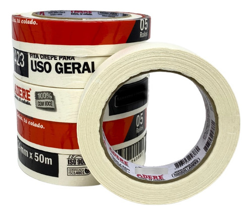 Fita Crepe Media Uso Geral E Pintura 24mm X 50m - Kit 05 Und