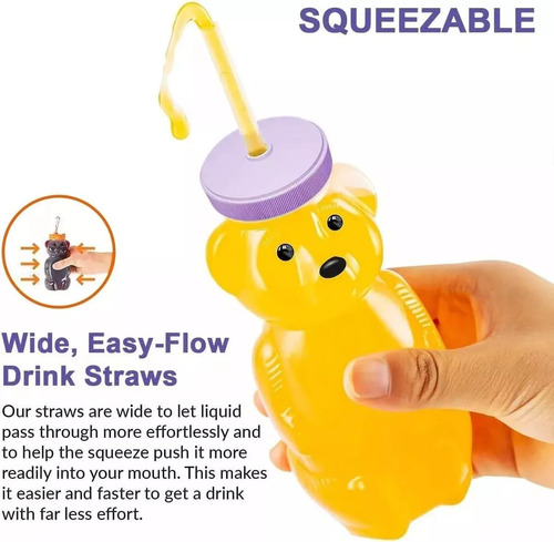 Vaso Osito Popote Bebe, 3 Piezas Vaso Entrenador Con Popote