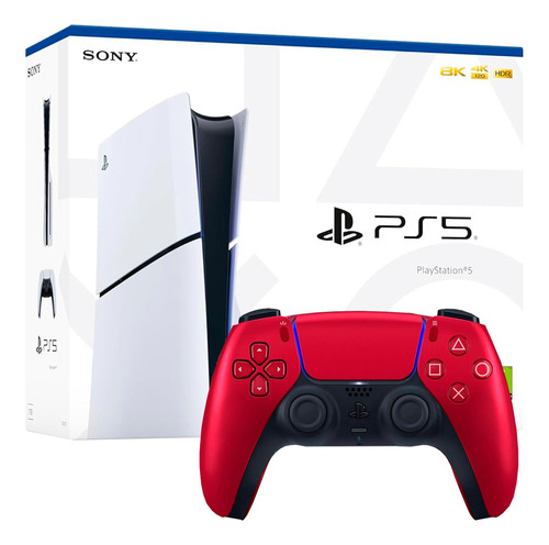 Consola Ps5 Playstation 5 Disco Y Mando Rojo Volcánico