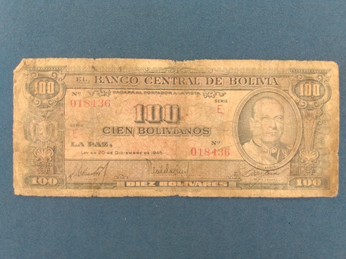 Cédulas Antigas Da Bolivia Bolivianos 1945 (Usado)