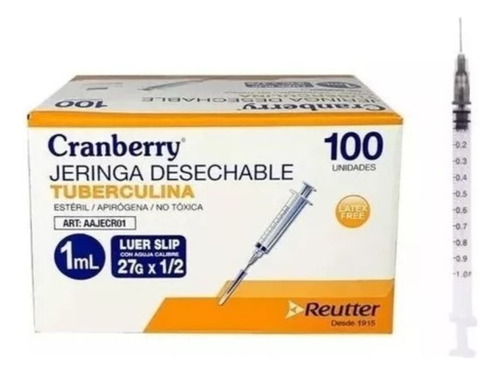 Jeringa Tuberculina Luer Slip 27g * 1/2 1ml * 100 