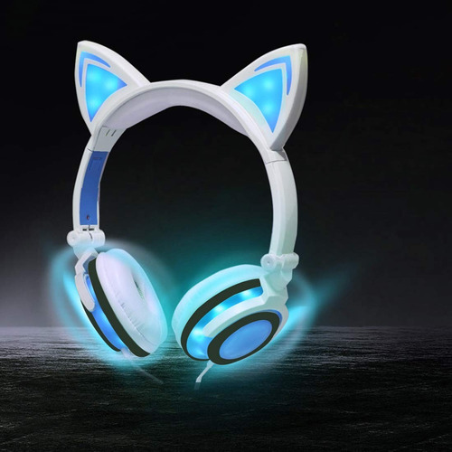 Vincha Auricular Orejas Gato Con Luces Led Colores 