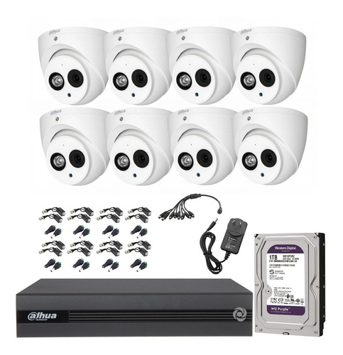 Kit Seguridad Dahua Dvr 16ch +8 Camaras 2mp Audio Ir 50m+1tb