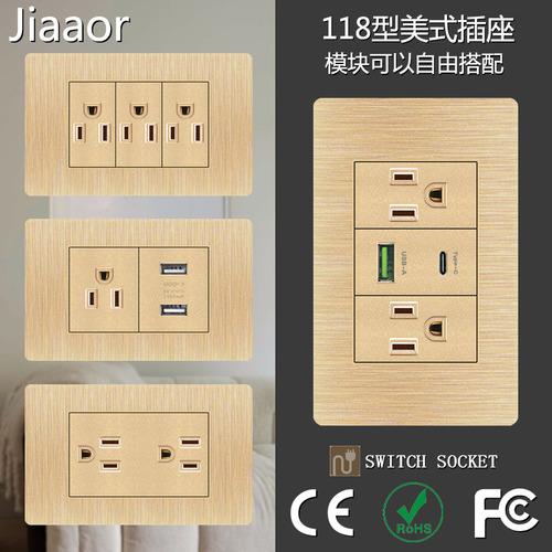 One-piece Four-hole Socket - 118 Style Gold Pc Usb Type-c