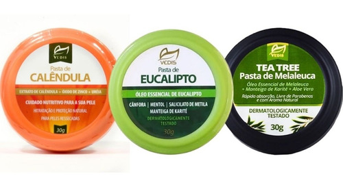 Kit 3 Pomada Eucalipto Tea Tree Calendula Dermatites