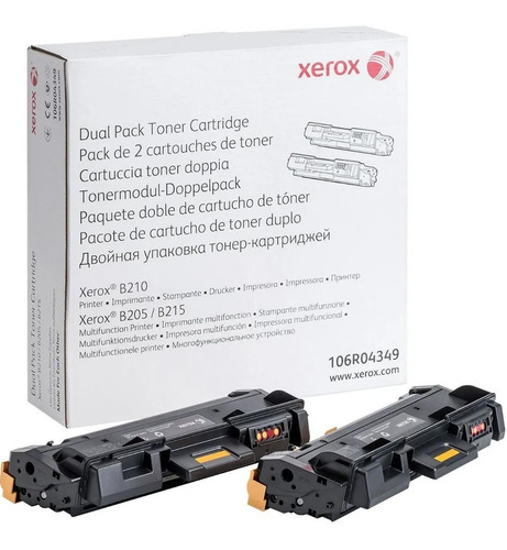 Kit 2 Toner Xerox 106r04349 Negro Workcenter B210 B205 B215
