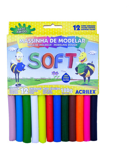 Masa Soft Acrilex 12 Colores Surtidos