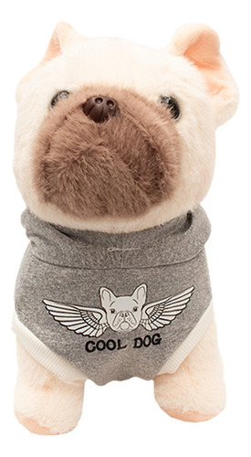 Perrito De Peluche Con Sudadera Ultra Suave Y Esponjoso 21cm Color Gris