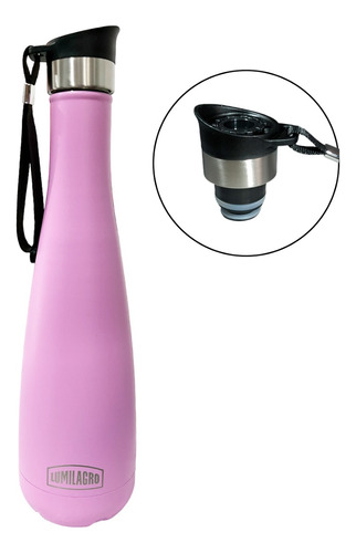 Termo Lumilagro Acero Inoxidable 750ml Tapón Botón Rosa Css