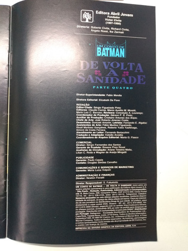 Hq Coleção 4 Volumes Um Conto De Batman De Volta À Sanidade Ano 1995 Editora Abril 16267 (Usado)