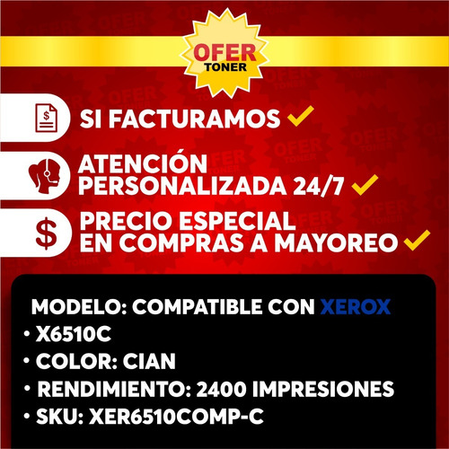 5 Pza Toner Nuevo 106r03485 Compatible Con Xerox 6510dni