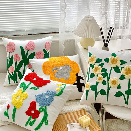 Juego De 2 Fundas De Almohada Florales, 45x45cm Tulipanes Naranjas