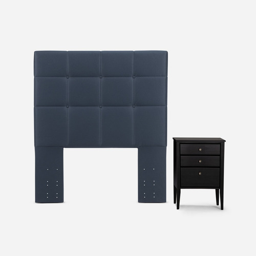 Cama Europea Rosen Indie 1,5 Plazas + Muebles Issey Azul