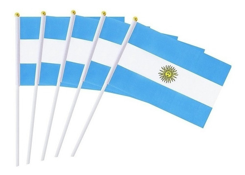 Bandera Argentina Con Palo 15x21 Cm Pack X12 Unidades