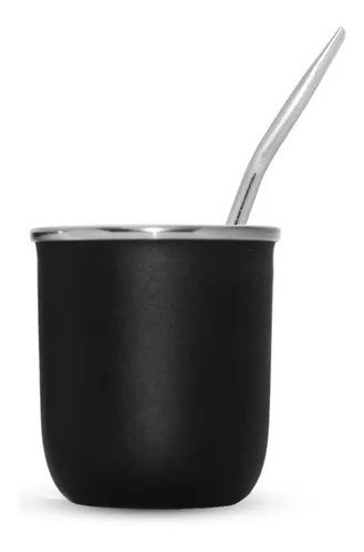 Mate Negro De Acero Inoxidable Térmico Más Bombilla