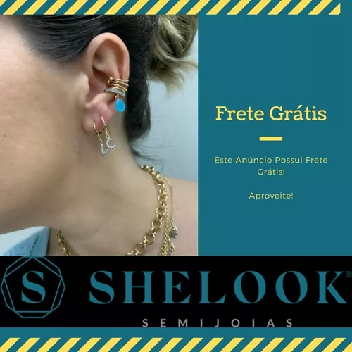 Piercing Fake Orelha Branco Cartilagem Folheado Ouro Par - Shelook  Semijoias - As melhores Semijoias