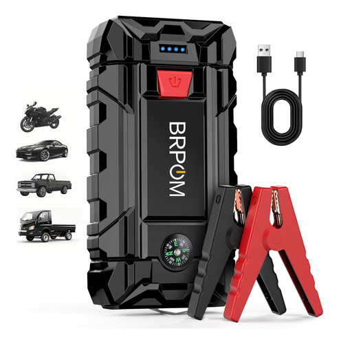 Arrancador De Batería Portátil Brpom Jump Starter BM150 Para Automóvil 4000A 15800Mah Color Negro