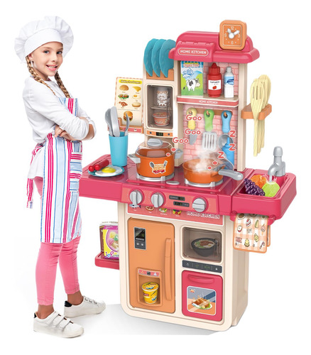 Juego De Cocina Juguete Para Niños 42 Piezas Con Luces Y Son Color