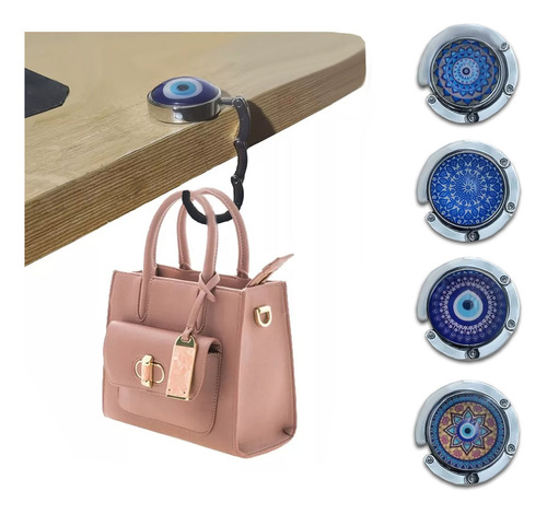 Suporte Bolsa Gancho Dobrável Metal Portátil Mesa Estilo 4un