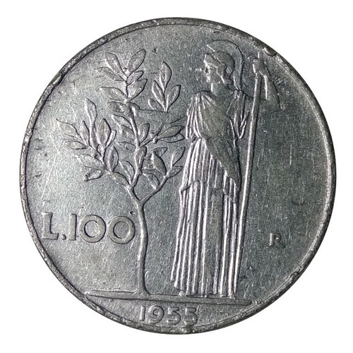 Moneda 100 Liras 1955 Italia Repvbblica Italiana Escasa