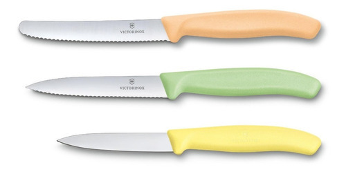 Victorinox Juego De Cuchillos Para Verdura, 3 Piezas Color Naranja Claro, Verde Claro, Amarillo Claro