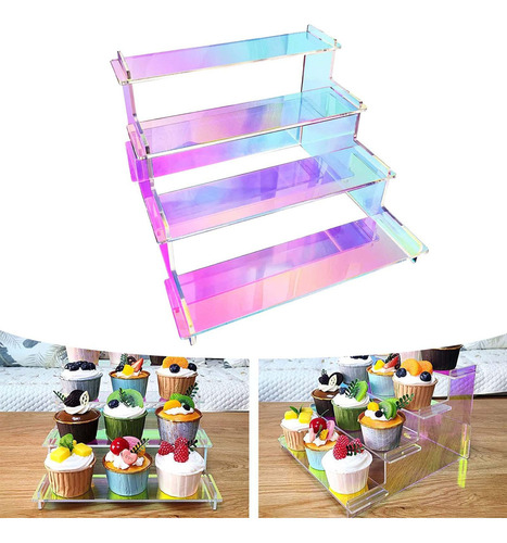 Acrílico Display Riser Modern Ladder Tier Para Perfume