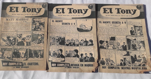 Lote Por Tres Historietas Comic ** El Tony ** Año 1960 Antig