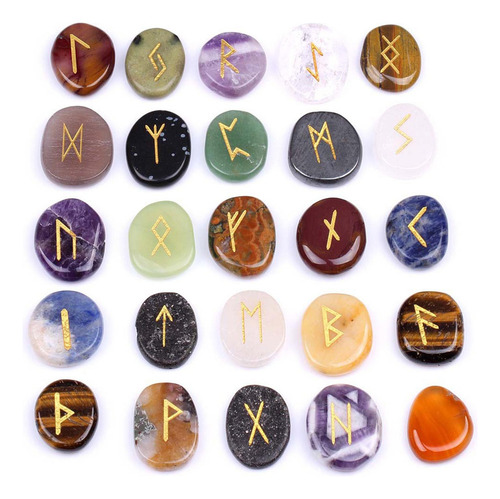 Conjunto De Runas De Piedra Vikingas, Piedras Multicolor