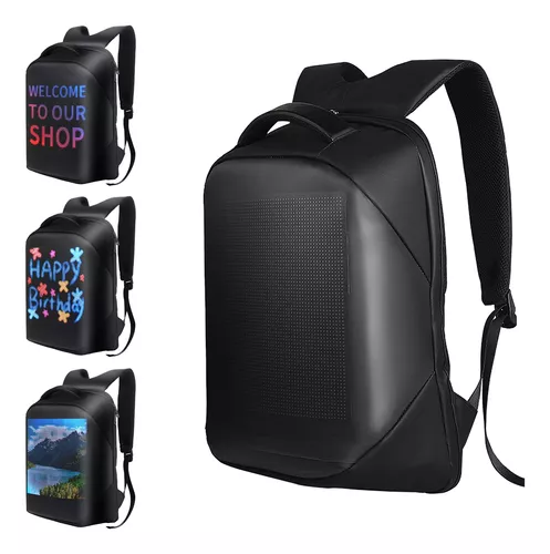 Mochila con pantalla LED, mochila LED con control de aplicación, correa de  hombro ajustable impermeable USB 5V, bolsa de viaje universal, Como se