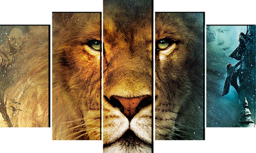 Cuadro Decorativo 5 Piezas Las Cronicas De Narnia Leon Aslan