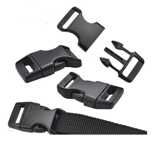 Hebillas Plasticas Curvas  16 Mm -  Paracord Buckles - Negro