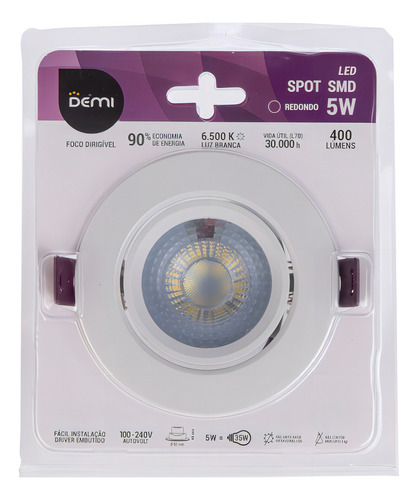 Kit 3 Spot Led Embutir Quadrado Foco Dirigível 5w 6500k 110v/220v
