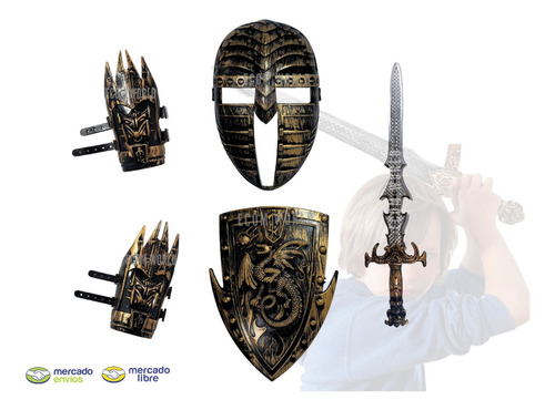 Espada De Vikingo Didactico Kit + Armadura Completa Niños