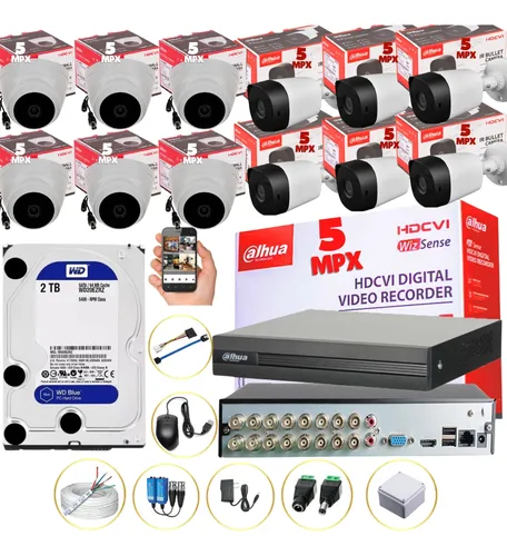 Kit Cctv 5 Mpx Dahua Dvr 16 Ch + 16 Cámaras + Disco D