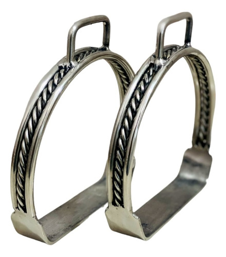 Estribo Par Em Inox Resistente Cavalo Sela Imediato Cor Prateado