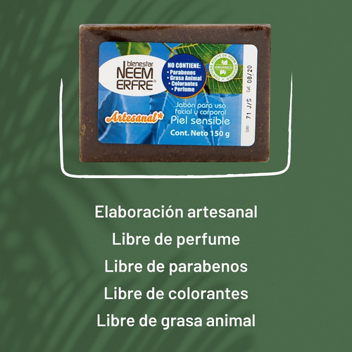 Jabón Piel Sensible De Hoja De Neem Caja Con 15
