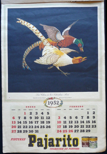Imagen 1 de 8 de Antiguo Almanaque Pinturas Pajarito 1955 (completo). 15020