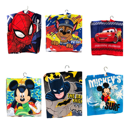 Poncho De Toalla Personajes Toallón C/ Capucha 55 X 120